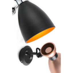 Retro 1 Light Indoor Adjustable Wall Lamp Black, Copper, E14 - thumbnail 2