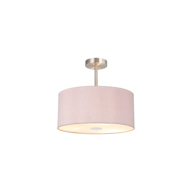 Baymont Polished Chrome E27 Semi Flush With 40cm x 18cm Dual Faux Silk Shade, Taupe/Halo Gold - image 1