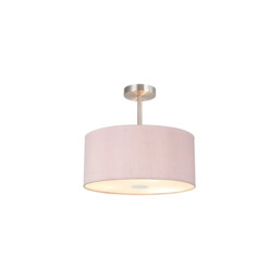 Baymont Polished Chrome E27 Semi Flush With 40cm x 18cm Dual Faux Silk Shade, Taupe/Halo Gold