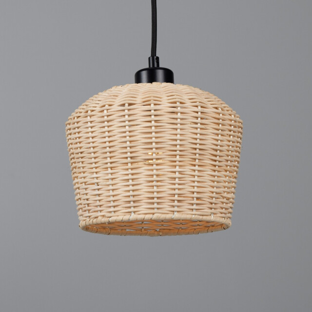 Manila Rattan Small Dome Pendant, Matte Black - image 1