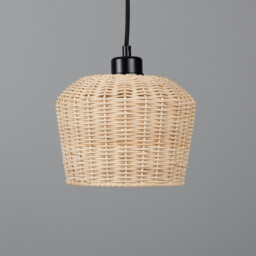 Manila Rattan Small Dome Pendant, Matte Black - thumbnail 3