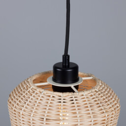 Manila Rattan Small Dome Pendant, Matte Black - thumbnail 5