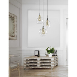 Filo 3 Light Cluster Pendant Ceiling Light Chrome Aluminium Clear Glass, Gold Frame LED G9 - thumbnail 2