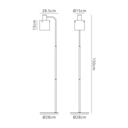Ghent Floor Lamp, 1 Light E27, Mocha / Smoke Fade Glass - thumbnail 2