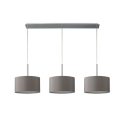 Baymont Satin Nickel 3 Light E27 Linear Pendant With 30cm x 17cm Faux Silk Shade, Grey/White Laminate - thumbnail 5