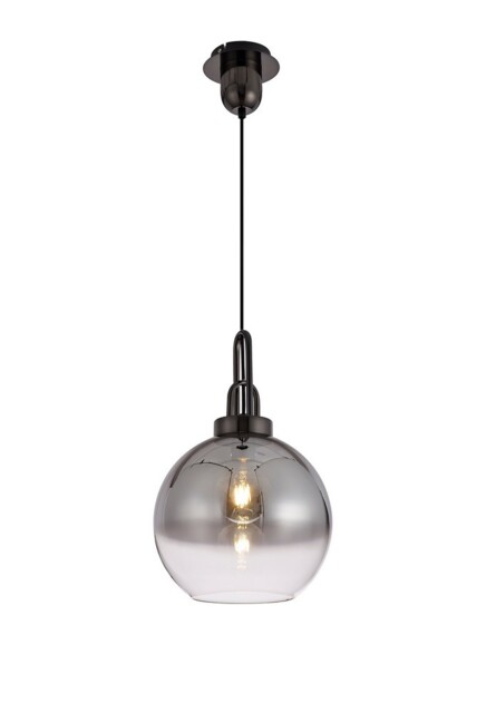 Yorktown Dome Ceiling Pendant E27 With 30cm Globe Glass, Black Chrome, Matt Black, Smoked, Clear - image 1