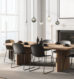 Sylion Bar Pendant Ceiling Light Black Matt -Clear Frost White & Smoked Glass 5xG9 LED - thumbnail 2