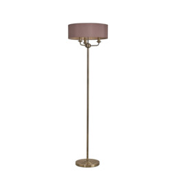 Banyan 3 Light Switched Floor Lamp With 45cm x 15cm Dual Faux Silk Shade, Taupe/Halo Gold Antique Brass - thumbnail 5