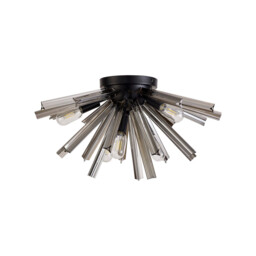 Hornby 6 Light E14, Semi Flush Matt Black, Smoke Glass - thumbnail 5