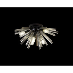 Hornby 6 Light E14, Semi Flush Matt Black, Smoke Glass - thumbnail 3