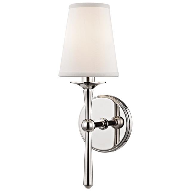 Islip 1 Light Wall Sconce Polished Nickel with Off White Shade