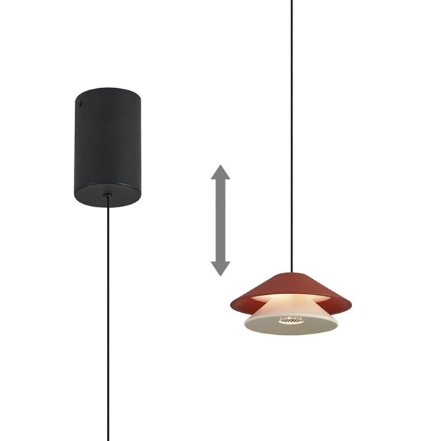 Piccola 13cm Rise & Fall Pendant, 5W LED, 3000K, 550lm, Orange, 3yrs Warranty - image 1