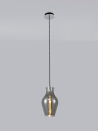 Amity Pendant 17cm Round, 1 x E27, Chrome & Smoke - thumbnail 3