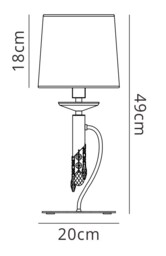 Tiffany Table Lamp 1+1 Light E14+G9, Polished Chrome with White Shade & Clear Crystal - thumbnail 2