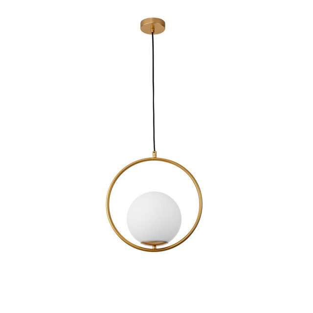 Obitar Globe Pendant Ceiling Light Opal Glass Brass Gold Metal LED E27 - image 1