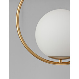 Obitar Globe Pendant Ceiling Light Opal Glass Brass Gold Metal LED E27 - thumbnail 3