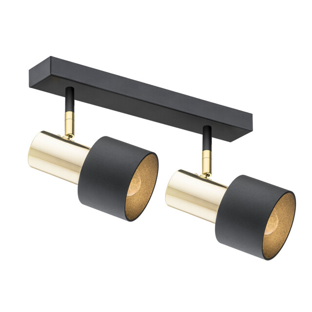 Doria Twin Ceiling Spotlight Black Structure, Brass Elements - image 1