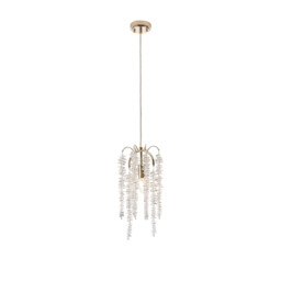 Wisteria 15cm Round Pendant, E14, French Gold / Crystal - thumbnail 5