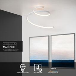Maxence Modern Flush Ceiling Light - Ø 46cm - LED Dim. - 1x24W 3000K - 3 StepDim - White - thumbnail 2