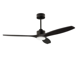 Stem 133cm Ceiling Fan Black With Black Blades, Sandblasted LED 20.2W CCT 3000-4000-5000K On-Off