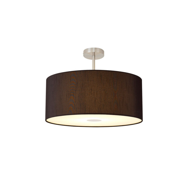 Baymont Satin Nickel E27 Semi Flush With 60cm x 22cm Faux Silk Shade, Black/White Laminate - image 1