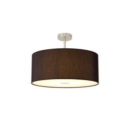 Baymont Satin Nickel E27 Semi Flush With 60cm x 22cm Faux Silk Shade, Black/White Laminate