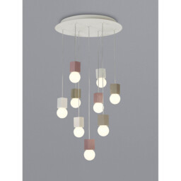 Galaxia Pendant Square, 9 Light E27, White / Grey / Red Cement, White Base & Cable - thumbnail 2