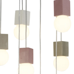 Galaxia Pendant Square, 9 Light E27, White / Grey / Red Cement, White Base & Cable - thumbnail 5