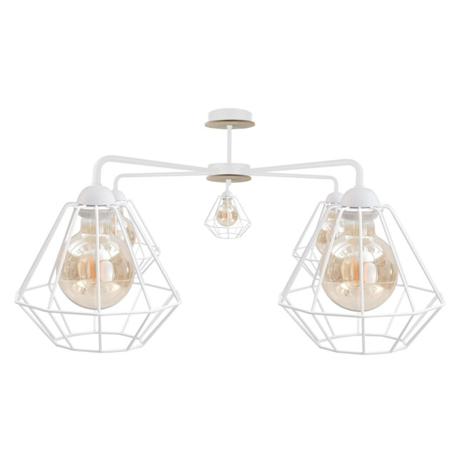 Foskal Semi Flush Light White, Wood, 70cm, 5x E27