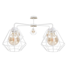 Foskal Semi Flush Light White, Wood, 70cm, 5x E27