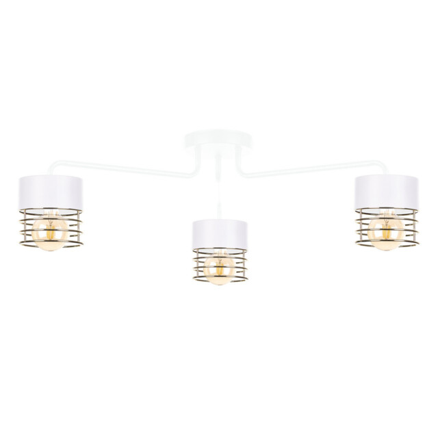 Royal Multi Arm Semi Flush Ceiling Light White, Gold, 70cm, 3x E27