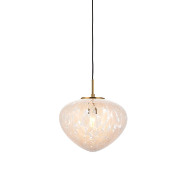 Mali Globe Pendant Ceiling Light Satin Brass Plate, White Confetti Glass, 1x E27 - image 1