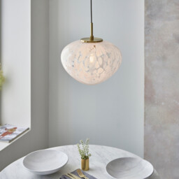 Mali Globe Pendant Ceiling Light Satin Brass Plate, White Confetti Glass, 1x E27 - thumbnail 5