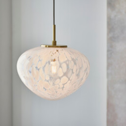 Mali Globe Pendant Ceiling Light Satin Brass Plate, White Confetti Glass, 1x E27 - thumbnail 2