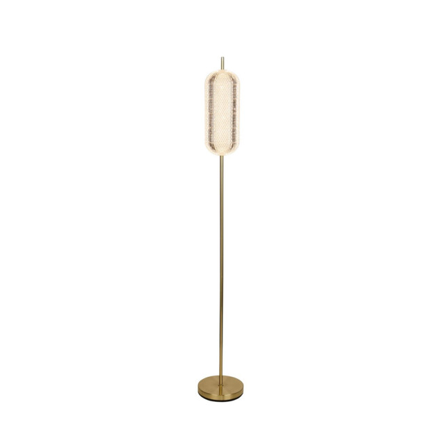 Capsule LED Floor Lamp, Satin Brass Metal and Acrylic Shade - image 1