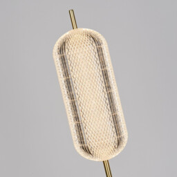 Capsule LED Floor Lamp, Satin Brass Metal and Acrylic Shade - thumbnail 3
