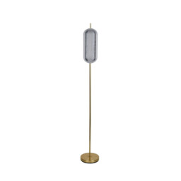 Capsule LED Floor Lamp, Satin Brass Metal and Acrylic Shade - thumbnail 2