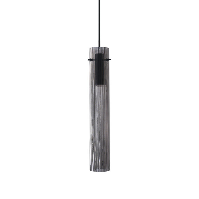Flam Slim Pendant Ceiling Light Smoke Lined 1x LED 900lm 3000K - image 1