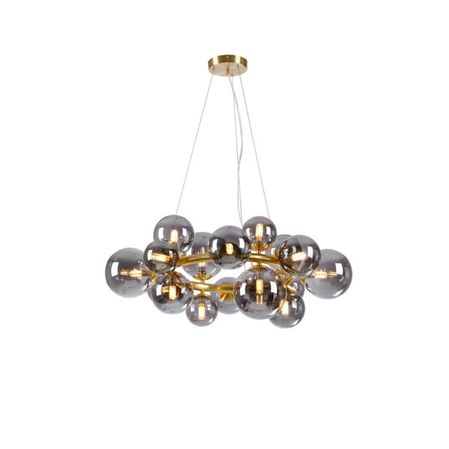 Marshall Circular Ceiling Pendant, 16 Light G9, Satin Gold, Smoke Plated Glass - image 1