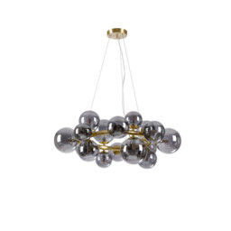 Marshall Circular Ceiling Pendant, 16 Light G9, Satin Gold, Smoke Plated Glass - thumbnail 5