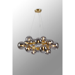 Marshall Circular Ceiling Pendant, 16 Light G9, Satin Gold, Smoke Plated Glass - thumbnail 3