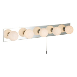 Showtime 5 Light Switched Bathroom Over Mirror Mirror Wall Light Mirror, Opal Glass IP44, G9