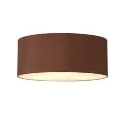 Baymont White 5 Light E27 Flush Ceiling Fixture With 60cm x 22cm Dual Faux Silk Shade, Raw Cocoa/Grecian Bronze