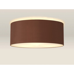 Baymont White 5 Light E27 Flush Ceiling Fixture With 60cm x 22cm Dual Faux Silk Shade, Raw Cocoa/Grecian Bronze - thumbnail 2