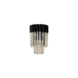 Poland Wall Lamp 3 Light E14, Matt Black, Cognac Sculpted Glass - thumbnail 5