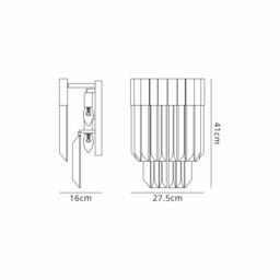 Poland Wall Lamp 3 Light E14, Matt Black, Cognac Sculpted Glass - thumbnail 2