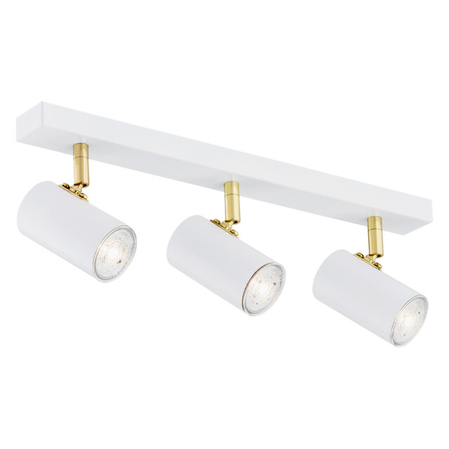 Lagos Ceiling 3 Light Spotlight Bar White Structure, Brass Elements - image 1
