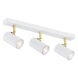 Lagos Ceiling 3 Light Spotlight Bar White Structure, Brass Elements - thumbnail 1
