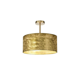 Baymont Antique Brass E27 Semi Flush Fixture With 40cm x 18cm Gold Leaf Shade
