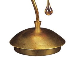 Paola Table Lamp 1 Light E14, Gold Painted with Black Shade & Amber Glass Droplets - thumbnail 3